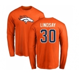 NFL Nike Denver Broncos #30 Phillip Lindsay Orange Name & Number Logo Long Sleeve T-Shirt