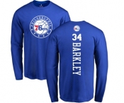 NBA Nike Philadelphia 76ers #34 Charles Barkley Royal Blue Backer Long Sleeve T-Shirt