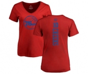 NBA Women's Nike Philadelphia 76ers #10 Maurice Cheeks Red One Color Backer Slim-Fit V-Neck T-Shirt