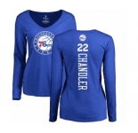 NBA Women's Nike Philadelphia 76ers #22 Wilson Chandler Royal Blue Backer Long Sleeve T-Shirt