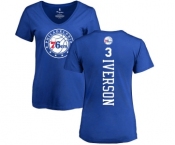 NBA Women's Nike Philadelphia 76ers #3 Allen Iverson Royal Blue Backer T-Shirt