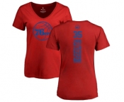 NBA Women's Nike Philadelphia 76ers #35 Clarence Weatherspoon Red One Color Backer Slim-Fit V-Neck T-Shirt