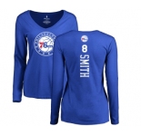 NBA Women's Nike Philadelphia 76ers #8 Zhaire Smith Royal Blue Backer Long Sleeve T-Shirt