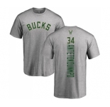 NBA Nike Milwaukee Bucks #34 Giannis Antetokounmpo Ash Backer T-Shirt