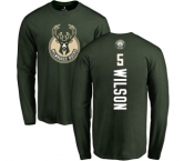 NBA Nike Milwaukee Bucks #5 D. J. Wilson Green Backer Long Sleeve T-Shirt