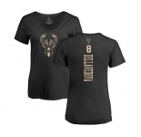 NBA Women's Nike Milwaukee Bucks #8 Matthew Dellavedova Black One Color Backer Slim-Fit V-Neck T-Shirt