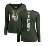 NBA Women's Nike Milwaukee Bucks #8 Matthew Dellavedova Green Backer Long Sleeve T-Shirt