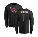 Football Arizona Cardinals #1 Kyler Murray Black Name & Number Logo Long Sleeve T-Shirt