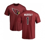 Football Arizona Cardinals #1 Kyler Murray Maroon Name & Number Logo T-Shirt