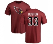 NFL Nike Arizona Cardinals #33 Tre Boston Maroon Name & Number Logo T-Shirt