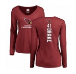 Football Women's Arizona Cardinals #41 Kenyan Drake Maroon Backer Long Sleeve T-Shirt