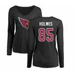NFL Women's Nike Arizona Cardinals #85 Gabe Holmes Black Name & Number Logo Long Sleeve T-Shirt