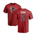Football Atlanta Falcons #2 Matt Ryan Red Name & Number Logo T-Shirt