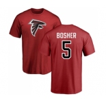 NFL Nike Atlanta Falcons #5 Matt Bosher Red Name & Number Logo T-Shirt