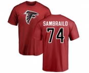 NFL Nike Atlanta Falcons #74 Ty Sambrailo Red Name & Number Logo T-Shirt