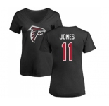 Football Women's Atlanta Falcons #11 Julio Jones Black Name & Number Logo T-Shirt