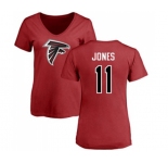 Football Women's Atlanta Falcons #11 Julio Jones Red Name & Number Logo T-Shirt