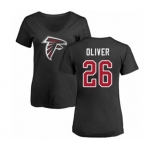 Football Women's Atlanta Falcons #26 Isaiah Oliver Black Name & Number Logo T-Shirt