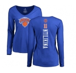 NBA Women's Nike New York Knicks #11 Frank Ntilikina Royal Blue Backer Long Sleeve T-Shirt