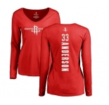 NBA Women's Nike Houston Rockets #33 Ryan Anderson Red Backer Long Sleeve T-Shirt