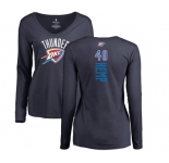 NBA Women's Nike Oklahoma City Thunder #40 Shawn Kemp Navy Blue Backer Long Sleeve T-Shirt