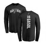 NBA Nike San Antonio Spurs #16 Pau Gasol Black Backer Long Sleeve T-Shirt