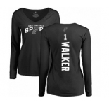 NBA Women's Nike San Antonio Spurs #1 Lonnie Walker Black Backer Long Sleeve T-Shirt