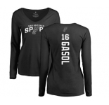 NBA Women's Nike San Antonio Spurs #16 Pau Gasol Black Backer Long Sleeve T-Shirt