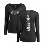 NBA Women's Nike San Antonio Spurs #5 Dejounte Murray Black Backer Long Sleeve T-Shirt