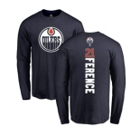 NHL Adidas Edmonton Oilers #21 Andrew Ference Navy Blue Backer Long Sleeve T-Shirt