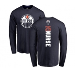 NHL Adidas Edmonton Oilers #25 Darnell Nurse Navy Blue Backer Long Sleeve T-Shirt