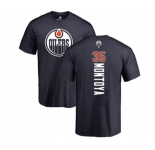 NHL Adidas Edmonton Oilers #35 Al Montoya Navy Blue Backer T-Shirt