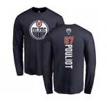 NHL Adidas Edmonton Oilers #67 Benoit Pouliot Navy Blue Backer Long Sleeve T-Shirt