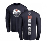 NHL Adidas Edmonton Oilers #93 Ryan Nugent-Hopkins Navy Blue Backer Long Sleeve T-Shirt