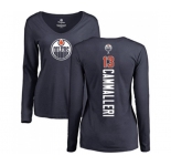 NHL Women Adidas Edmonton Oilers #13 Mike Cammalleri Navy Blue Backer Slim Fit Long Sleeve T-Shirt