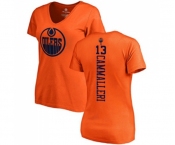 NHL Women Adidas Edmonton Oilers #13 Mike Cammalleri Orange One Color Backer Slim Fit V-Neck T-Shirt