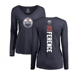 NHL Women Adidas Edmonton Oilers #21 Andrew Ference Navy Blue Backer Slim Fit Long Sleeve T-Shirt