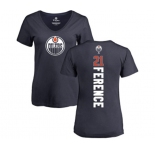 NHL Women Adidas Edmonton Oilers #21 Andrew Ference Navy Blue Backer Slim Fit V-Neck T-Shirt