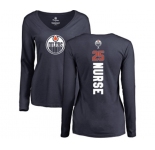 NHL Women Adidas Edmonton Oilers #25 Darnell Nurse Navy Blue Backer Slim Fit Long Sleeve T-Shirt