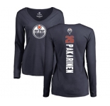 NHL Women Adidas Edmonton Oilers #26 Iiro Pakarinen Navy Blue Backer Slim Fit Long Sleeve T-Shirt