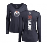 NHL Women Adidas Edmonton Oilers #33 Cam Talbot Navy Blue Backer Slim Fit Long Sleeve T-Shirt