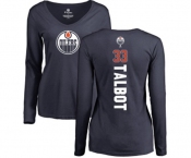NHL Women Adidas Edmonton Oilers #33 Cam Talbot Navy Blue Backer Slim Fit Long Sleeve T-Shirt