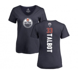 NHL Women Adidas Edmonton Oilers #33 Cam Talbot Navy Blue Backer Slim Fit V-Neck T-Shirt