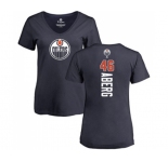 NHL Women Adidas Edmonton Oilers #46 Pontus Aberg Navy Blue Backer Slim Fit V-Neck T-Shirt