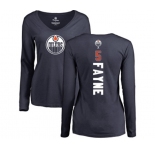 NHL Women Adidas Edmonton Oilers #5 Mark Fayne Navy Blue Backer Slim Fit Long Sleeve T-Shirt