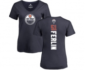 NHL Women Adidas Edmonton Oilers #51 Brian Ferlin Navy Blue Backer Slim Fit V-Neck T-Shirt