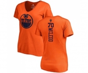 NHL Women Adidas Edmonton Oilers #70 Ryan McLeod Orange One Color Backer Slim Fit V-Neck T-Shirt