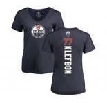 NHL Women Adidas Edmonton Oilers #77 Oscar Klefbom Navy Blue Backer Slim Fit V-Neck T-Shirt