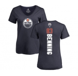 NHL Women Adidas Edmonton Oilers #83 Matt Benning Navy Blue Backer Slim Fit V-Neck T-Shirt