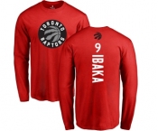 NBA Nike Toronto Raptors #9 Serge Ibaka Red Backer Long Sleeve T-Shirt